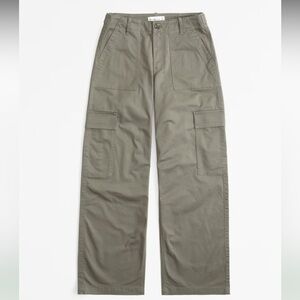 Abercrombie & Fitch Women's Olive Green Wide Leg Cargo Pants Size 18R Cotton Cas